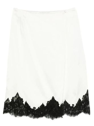 Stella McCartney Jupe Midi En Satin Avec Dentelle