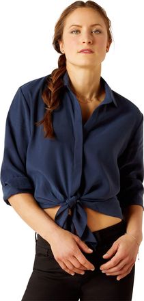 Ariat Womens Larkspur Blouse Long Sleeve in Navy, Size X-Large, by Ariat