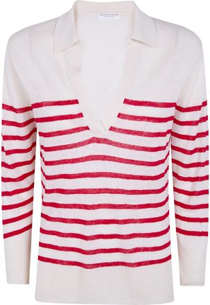 Majestic Oversized Linen 100 Stripes Polo Shirt