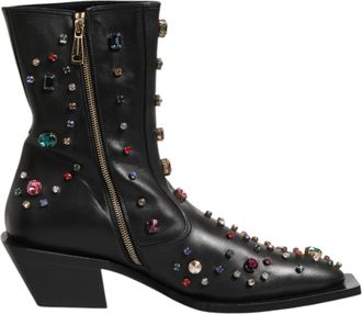 Dolce & Gabbana Black Crystal Embellished Men Short Boots Mens Shoes