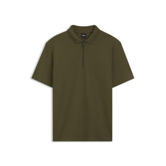BOSS Zipper-placket piqu&eacute; polo shirt