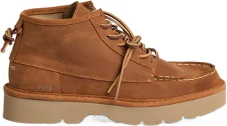 Panchic Mid-Top Suede Footwear With Moccasin Toe And Lace-Up Closure