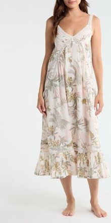 Nordstrom Peached Cotton Lawn Nightgown in Ivory- Olive Fern Toile at Nordstrom, Size X-Small