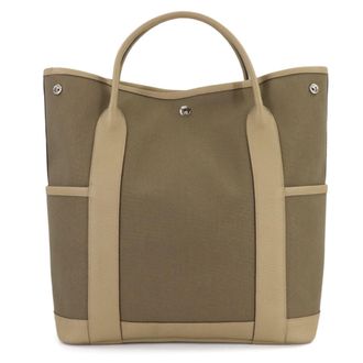 Herm&egrave;s Beige Etoupe Gray Negonda Leather Handbag Tote Bag (Pre-Owned)