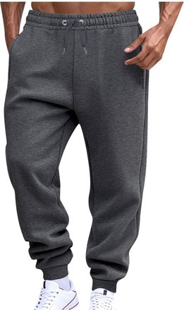 Generic Joggers for Men Fleece Jogging Bottoms Cuffed Sweatpants Elasticated Waist Trousers Tracksuit Bottoms with Pockets Outdoor Trousers Solid Color Track 
