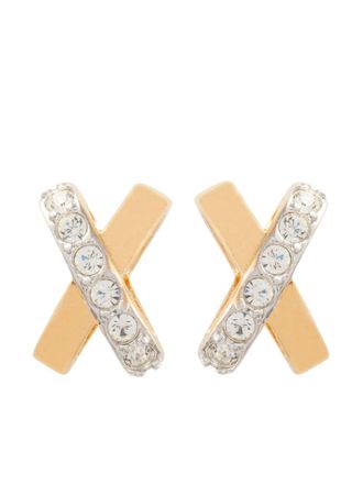 Nina Ricci Orecchini a bottone con cristalli Pre-owned anni 80 - Oro