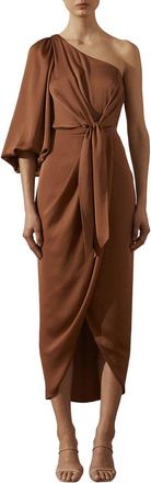Shona Joy Luxe Tie Front One Shoulder Dress