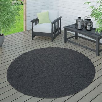 Paco Home Paco Home - Alfombra Interior Exterior Terraza Balc&oacute;n Intemperie Lisa Estructura &Oslash; 160 Cm Redon, Azul-marino