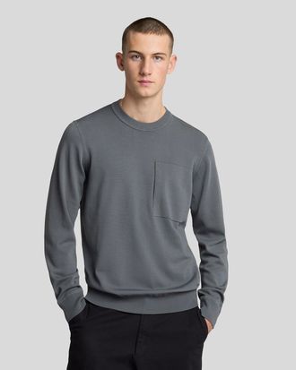 Lyle & Scott Mens Cargo Crew Neck Jumper - Grey Merino - Size X-Large