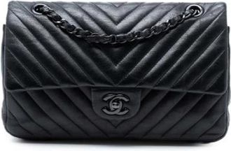 Chanel Pre-owned Vintage Classic Flap Shoulder Bag - Dames - Vintage Schoudertas - Zwart - ONE Size - Leer - Vintage