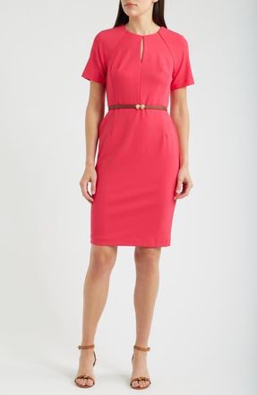 Anne Klein Keyhole Belted Sheath Dress in Grenadine at Nordstrom, Size 14