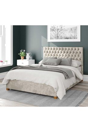 Aspire Home Accents Nightingale Upholstered Ottoman Storage Bed, Mirazzi Velvet Fabric in Ivory | Size: Single