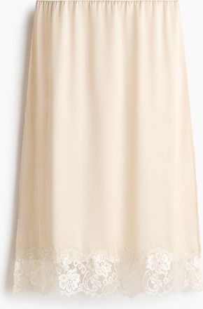 H&M Jupe mit Spitzenbesatz - Hellbeige