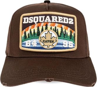 Dsquared2 Brown Embroidered Patch Baseball Hat