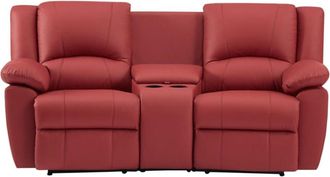 VENTE-UNIQUE.COM Sof&aacute; relax piel 2 plazas rojo 201x95cm