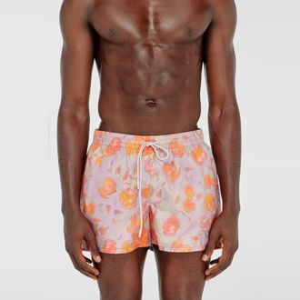 Diesel Metallic swim shorts with floral print - Swim shorts - Man - Violet