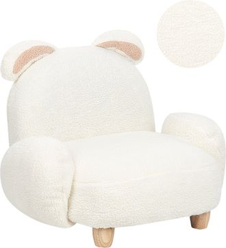 Beliani Sill&oacute;n Animales Tapicer&iacute;a Poli&eacute;ster Dise&ntilde;o Forma Conejo Muebles Para Ni&ntilde;os Moderno Blanco Crema Kanna