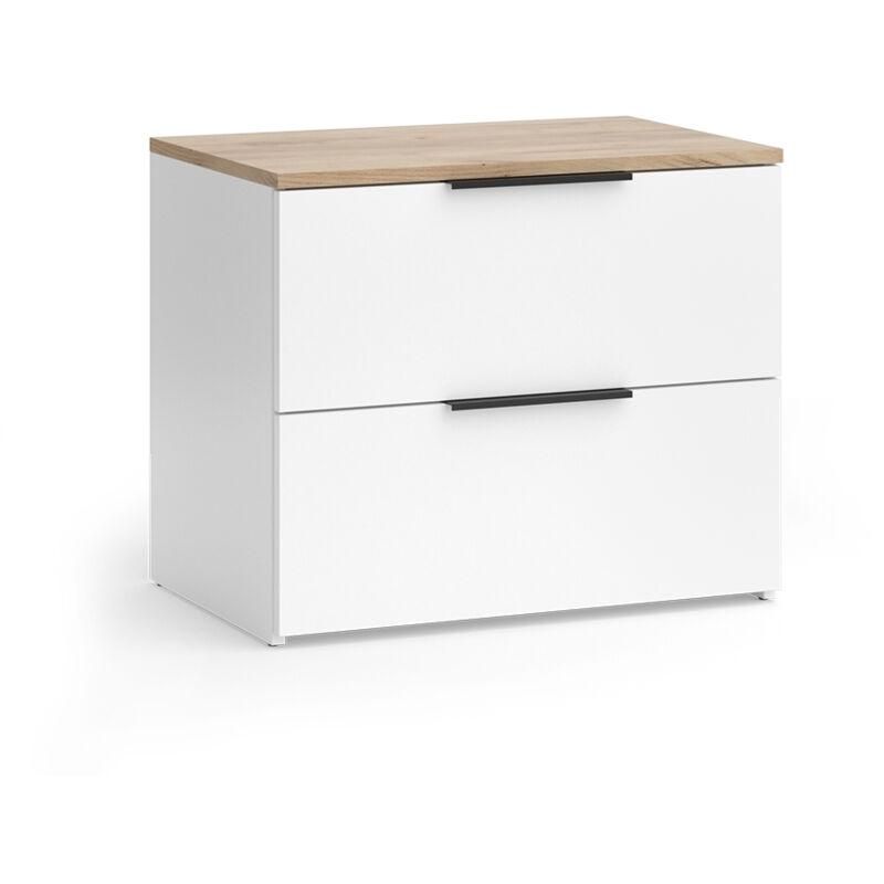 Meuble TV Vicco Wido Blanc/Sonoma 60x50cm Avec Tiroir - Meuble Bas Salon Moderne