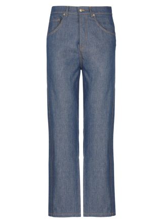 Moschino Blue Logo Details Straight-Leg Denim Jeans