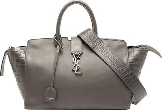 Saint Laurent Pre-owned Saint Laurent Small Croc Embossed Trimmed Leather Downtown Cabas Satchel GNR436832 0217