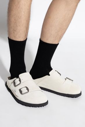 Birkenstock Suede Slides 222 WEST, Mens, Cream