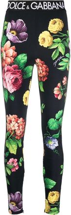 Dolce & Gabbana floral-print leggings - women - Polyamide/Elastane - 36 - Black