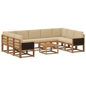 vidaXL Conjunto De Sof&aacute;s De Exterior Con Coj&iacute;n 10 Pcs Natural Y Beige Vidaxl