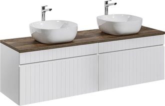 Petits Meubles Mueble lavabo doble 160 cm y madera tableros laminados blanco