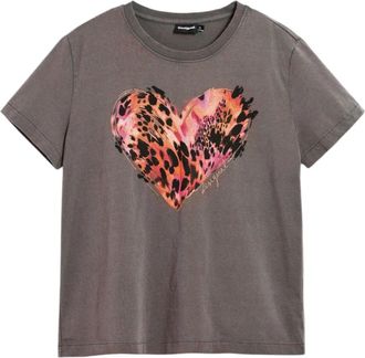 Desigual Tiger Heart T-Shirt - Dames - T-shirts - Zwart - S - Katoen - Tops