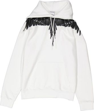 Marcelo Burlon Mens White Black Logo Print Pullover Hoodie, Size Small