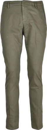 Dondup Slim Fit Olive Green Trousers with Zip Closure and Pockets