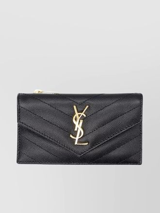 Saint Laurent leather crocodile-embossed card holder