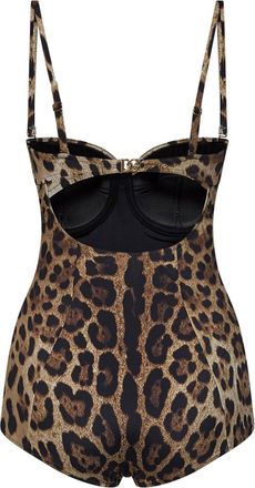 Dolce & Gabbana Womens One-Piece Swimsuit Leopard Print Lycra Multicolour Polyamide Swimwear Sea Clothing