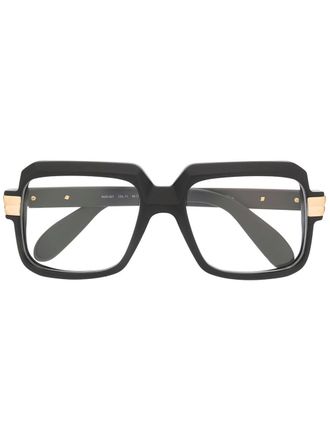 Cazal square frame glasses - unisex - Acetate/Gold Plated Metal - 56 - Black