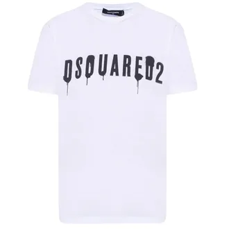 Dsquared2 Dripping Spray Logo Wit T-shirt