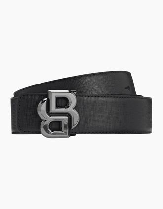 HUGO BOSS Mens B_ICON-SF Reversible Black/Grey Leather Buckle Belt - Size: 100