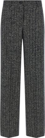 Dolce & Gabbana Striped Wool Pantaloni Bianco/Nero-Donna