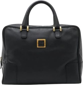 Loewe Pre-owned Leren Amazona Boston Tas - Dames - Vintage Handtas - Zwart - ONE Size - Leer - Vintage