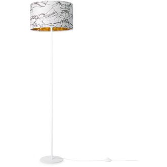 Paco Home Paco Home - Lampada Da Terra Soggiorno Camera Da Letto E27 Design Marmo Pietra Grigio Bianco Oro (&Oslash;38cm), Lampada da terra - Bianca
