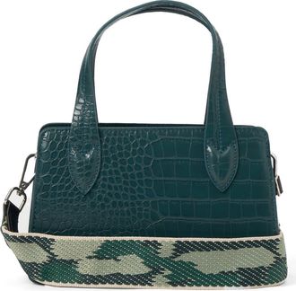 Urban Originals August Croc Embossed Vegan Leather Crossbody Bag in Green at Nordstrom Rack