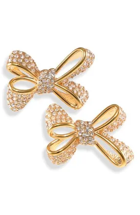 Oscar De La Renta Small Pav&eacute; Crystal Bow Earrings at Nordstrom