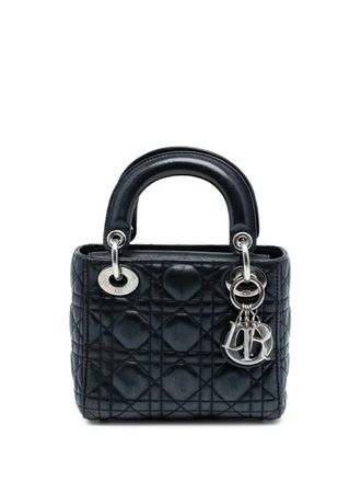 Dior Borsa a tracolla Lady Dior mini iridescente con motivo Cannage 2015 - Nero