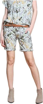 Mason's Bermuda Shorts met Bloemenprint - Dames - Bermuda - Groen - 2XS - Katoen - Korte Broeken