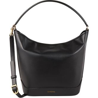 Sandro Leather bucket bag TANGOSO in Black at Nordstrom, Size Medium