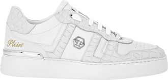 Philipp Plein Nubuck Low Top Sneakers Cocco - unisex - Sneakers - Wit - 42 EU - Leer - Schoenen