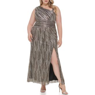 Eliza J One-Shoulder Pleated Gown in Gold at Nordstrom Rack, Size 18W