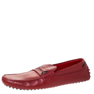 Tod's Tods For Ferrari Red Leather Slip On Loafers