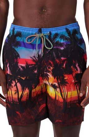 Bugatchi Cosmo Swim Trunks in Tangerine at Nordstrom, Size Xx-Large