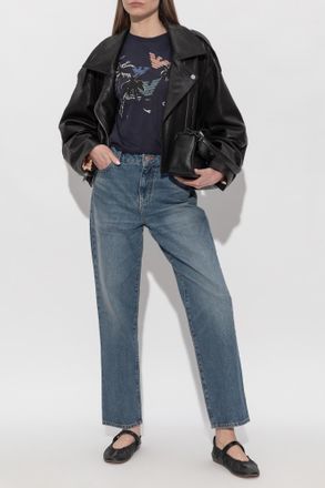 Emporio Armani T-shirt With Print, Womens, Navy Blue