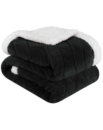 Superior Reversible Jacquard Lattice Fleece Plush Sherpa Blanket